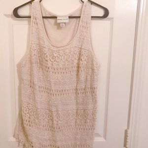 Cream Crochet Lace Tank Top